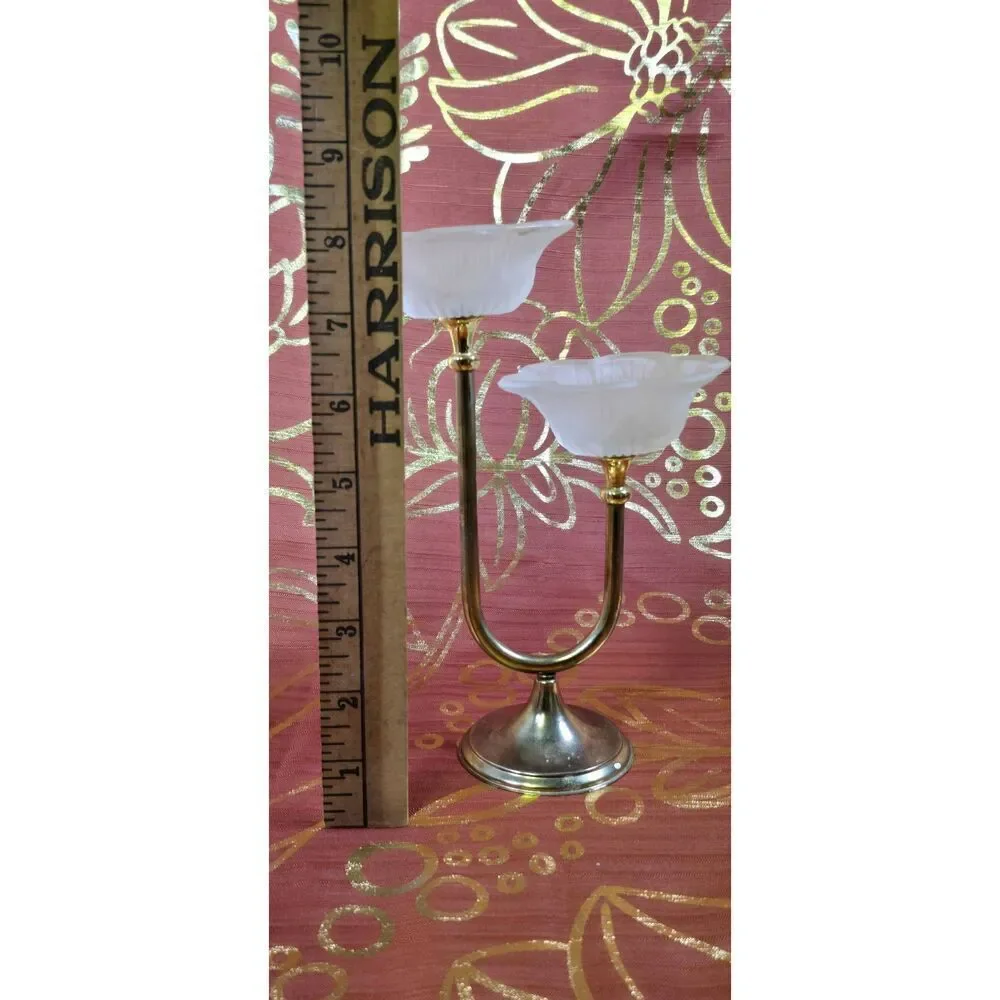 Petunia Floral Gold Taper Candle Holder